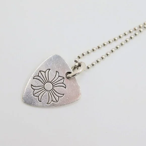 Authentic Chrome Hearts Guitar Pick Pendant + Ball Chain Necklace - Picture 3 of 7